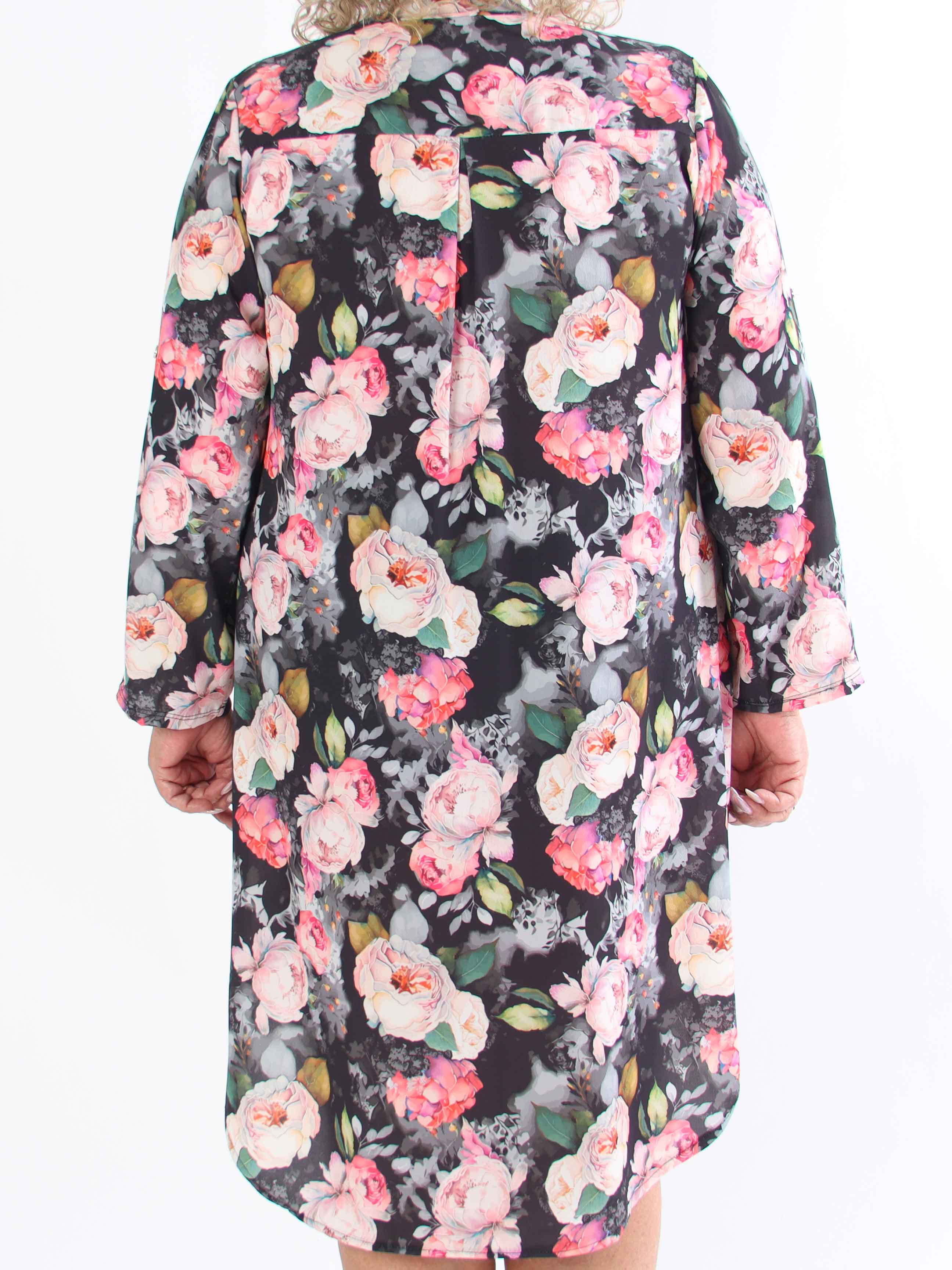 Vanesa Flower Dress - Plus size kjole i viskose med blomster motiver